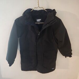Lands End Kids Squall Parka Jacket Black‎ Size 7 Hooded
